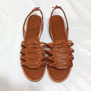Madewell Maya Brown Leather Woven Sandals size 11